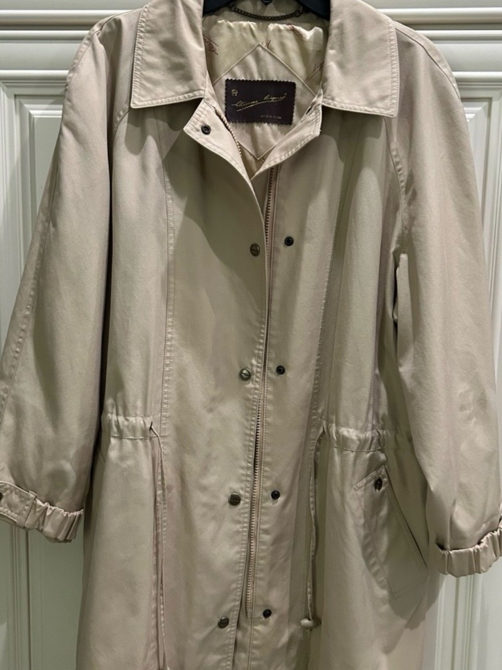 VINTAGE Etienne Aigner Classic Look Khaki Trench Coat Designer Heritage Sz 12